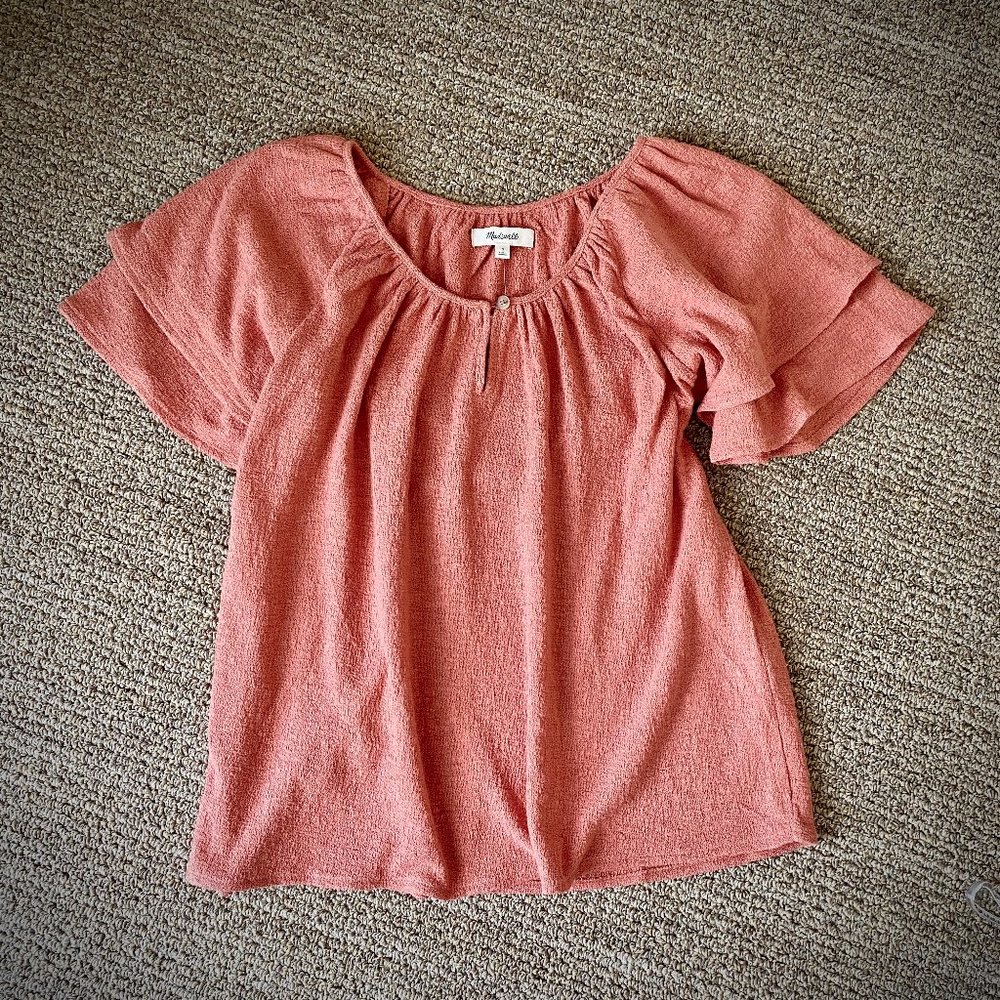 Madewell NWT Tiered Sleeve Crinkle Gauze Peasant Top sizes S, XS - Picture 9 of 14